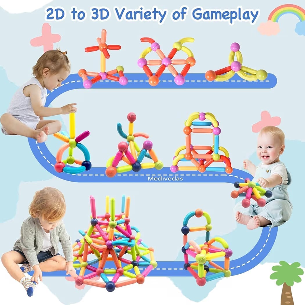 Jumbo Size Magnetic Sticks Building Blocks for Kids Magnetic Toys 25 pcs