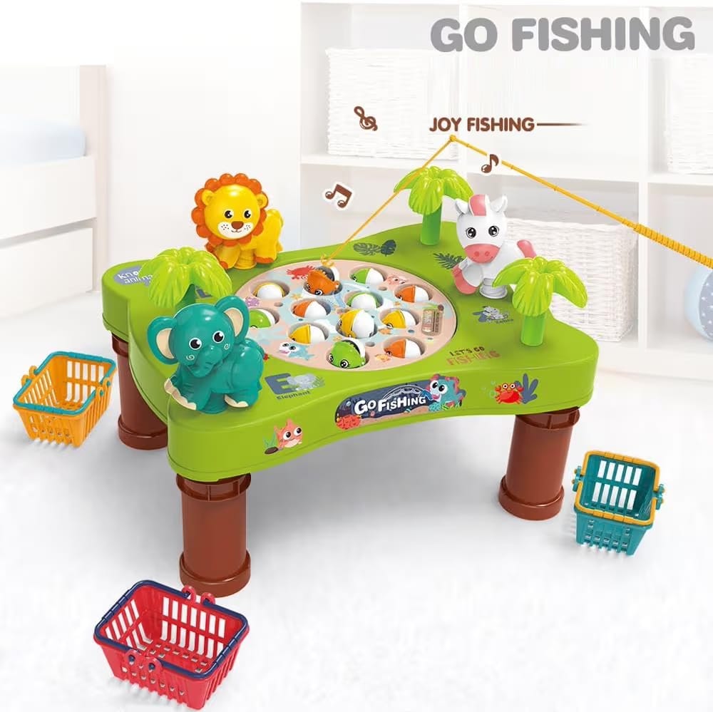 Kids Musical Toys Animal Electric Fishing Game Table Set Magnetic Fishing Toy