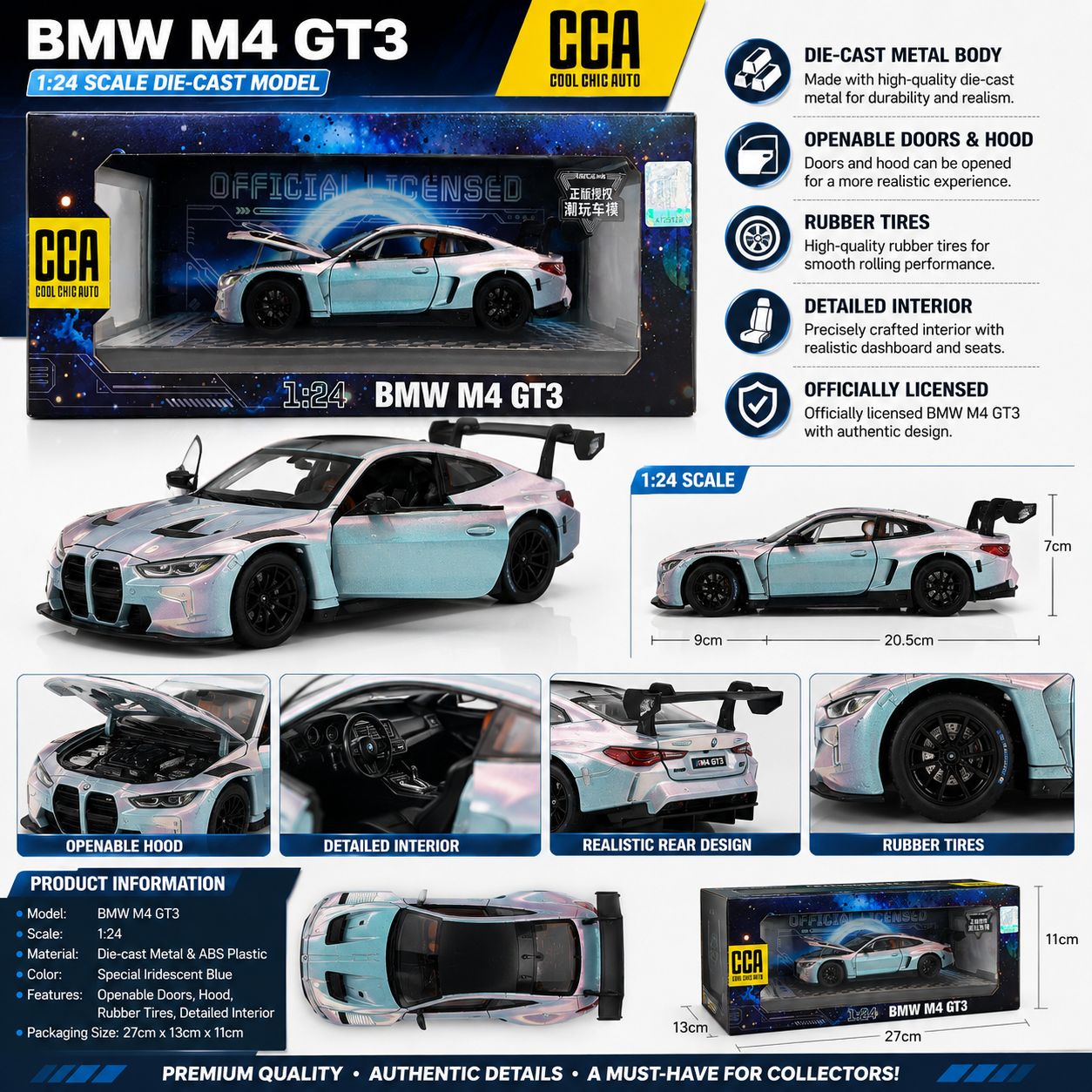 CCA official BMW M4 GT3 1:24 scale model