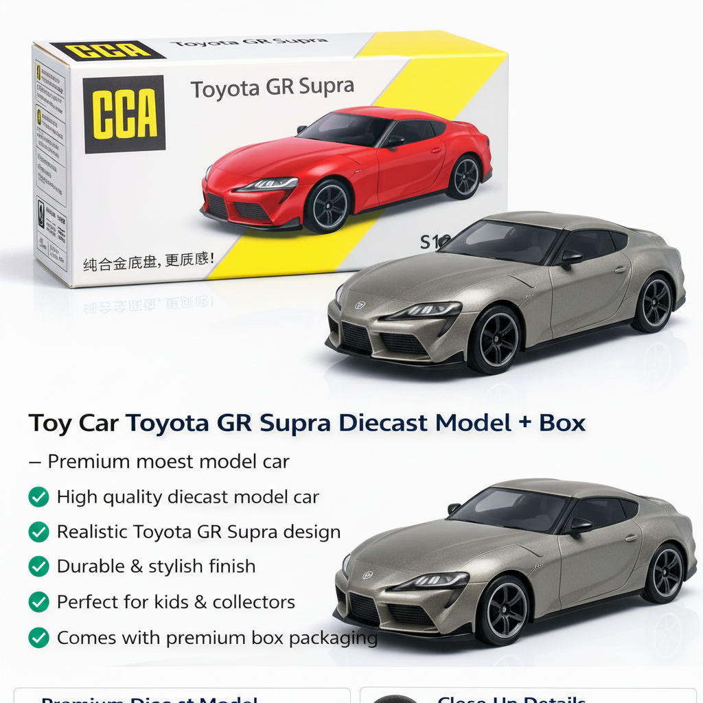 CCA Toyata GR Supra Diecast Model with box 1:58 Scale Grey