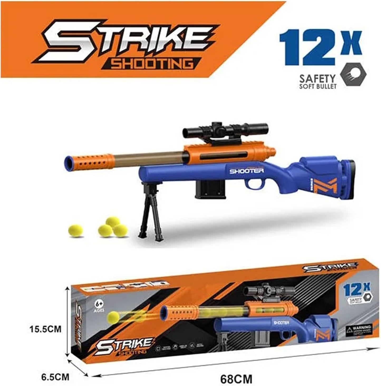 Outdoor Shooting Rifle Gun Soft EVA Air Balls Launcher Toy | M24 Soft Shooting Gun Toy with 12PCS EVA Ball