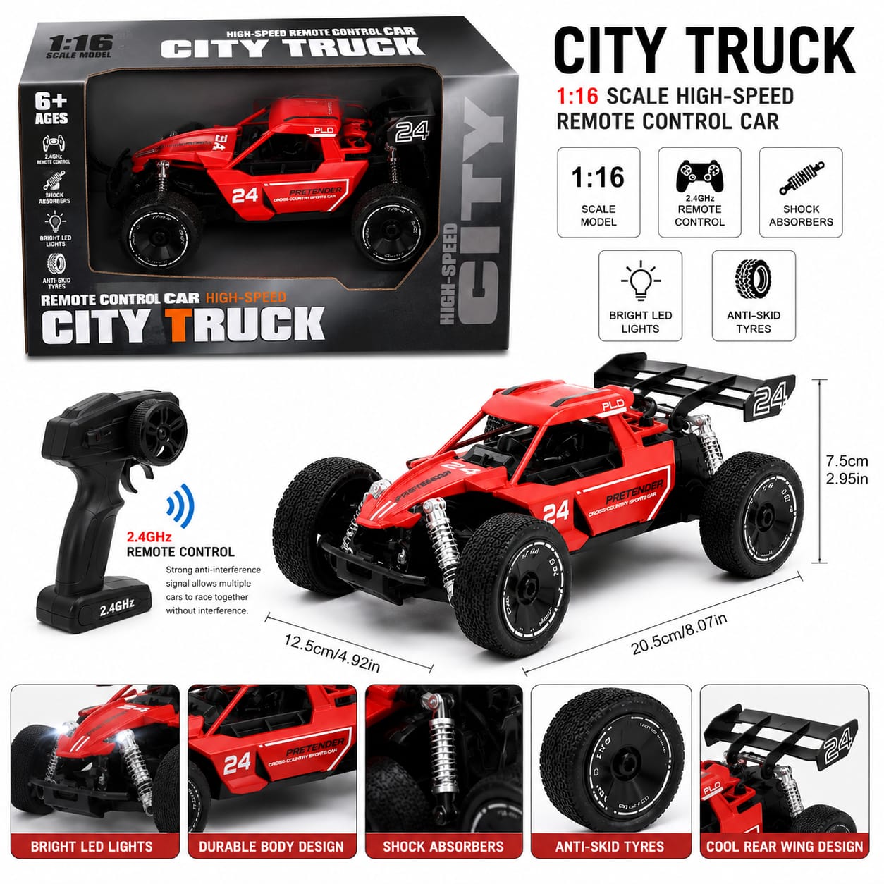 City Truck Remote control truck Drift 1:16 Scale car with remote control features