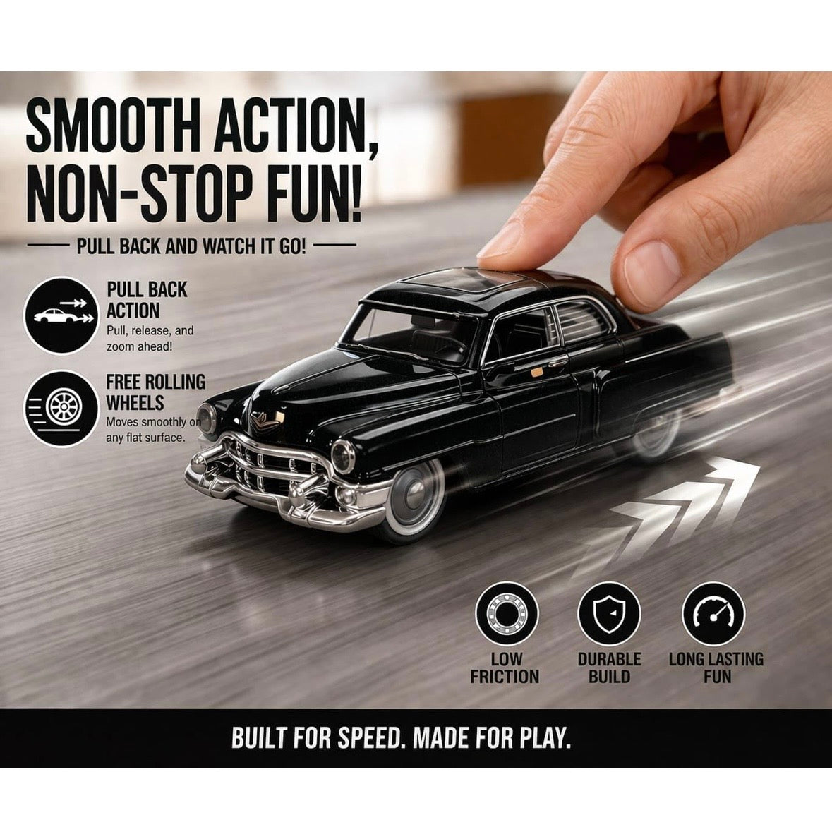 Vintage Classic Diecast Metal Car, 1950s Retro Styling