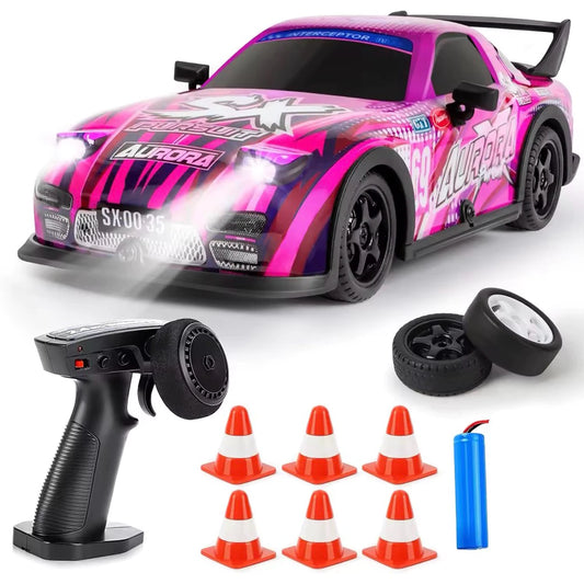 The DRIFT X is a 4WD R/C remote control car
with a 2.4GHz band, 1:22 scale,