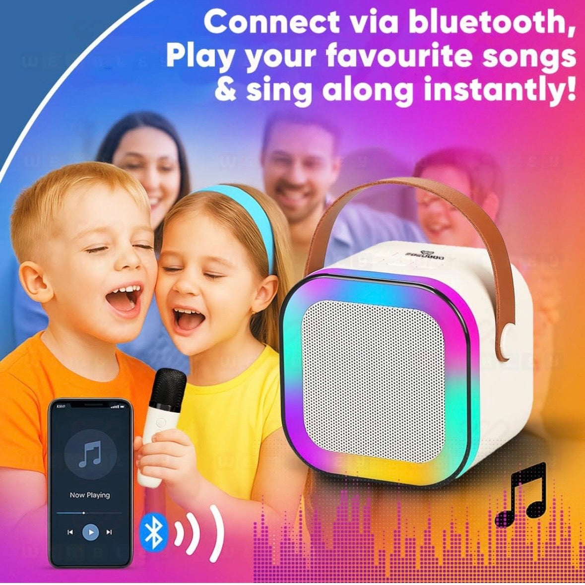 Rechargeable Karaoke Mic with Speaker for Singing