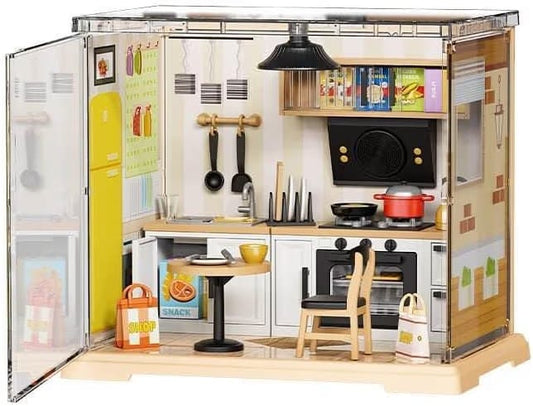 DIY Miniature Home Kitchen Kit with Warm LED Light | 102 PCS Dollhouse