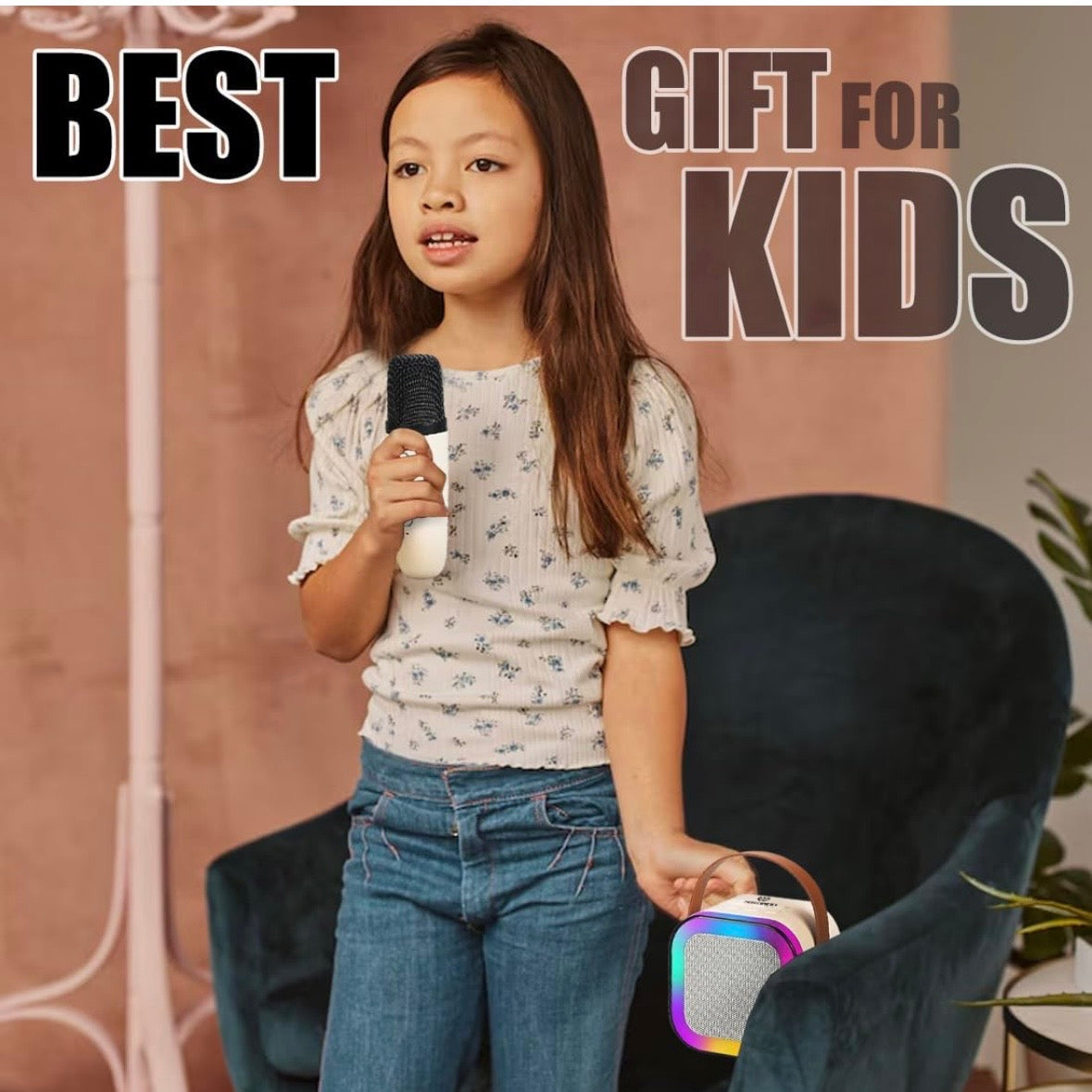 Rechargeable Karaoke Mic with Speaker for Singing
