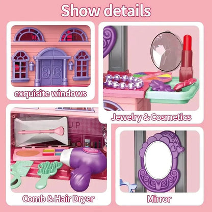 DIY 2-in-1 Princess Makeup Vanity Playset – 31PCS makeup accessories