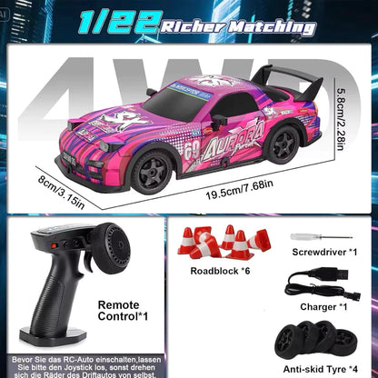 The DRIFT X is a 4WD R/C remote control car
with a 2.4GHz band, 1:22 scale,