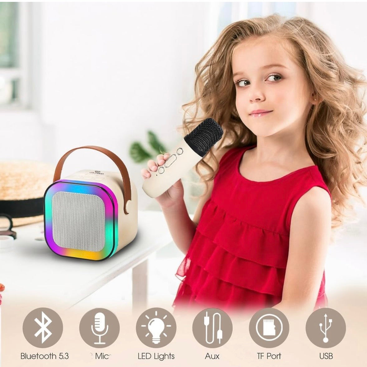 Rechargeable Karaoke Mic with Speaker for Singing