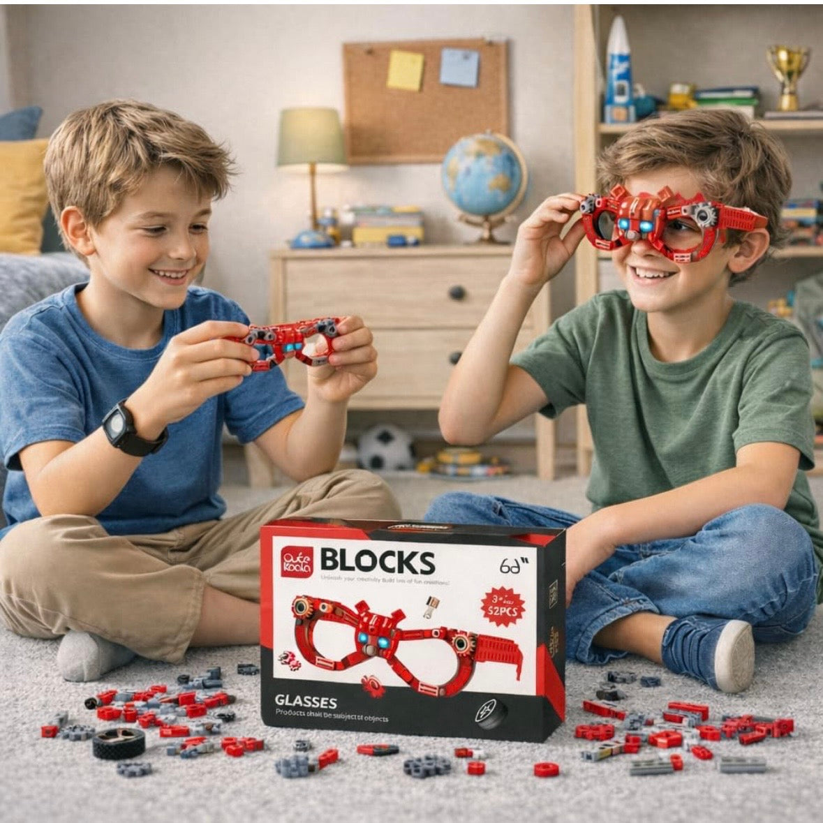 Mech Robot Glass Building Block Set (Red)