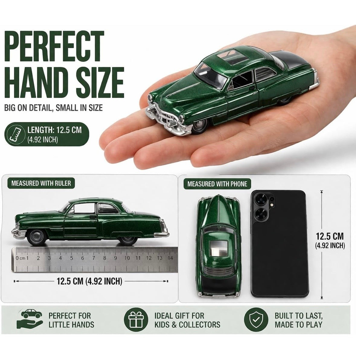 Vintage Classic Diecast Metal Car, 1950s Retro Styling