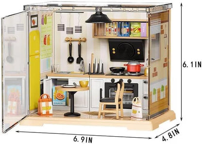 DIY Miniature Home Kitchen Kit with Warm LED Light | 102 PCS Dollhouse