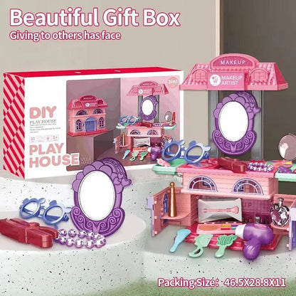 DIY 2-in-1 Princess Makeup Vanity Playset – 31PCS makeup accessories