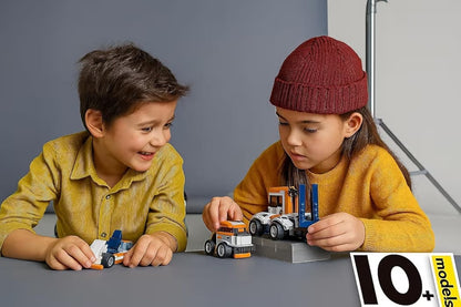 10-in-1 Engineering Vehicles Building Blocks Set 222+ Pieces Creative Construction Toy for Kids