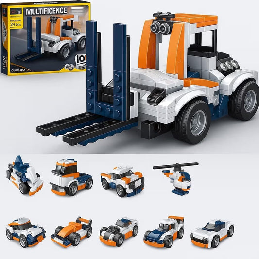 10-in-1 Engineering Vehicles Building Blocks Set 222+ Pieces Creative Construction Toy for Kids