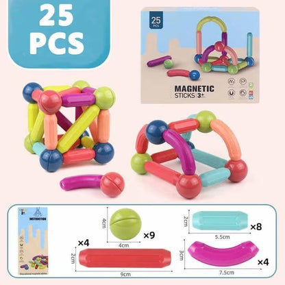 Jumbo Size Magnetic Sticks Building Blocks for Kids Magnetic Toys 25 pcs