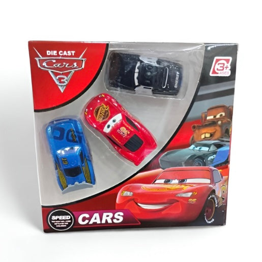 Cars Die-Cast Toy Set - Lightning McQ , Blue Race Car, and Black Model Car | Collectible Toys