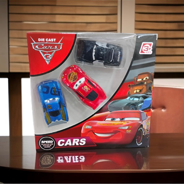 Cars Die-Cast Toy Set - Lightning McQ , Blue Race Car, and Black Model Car | Collectible Toys