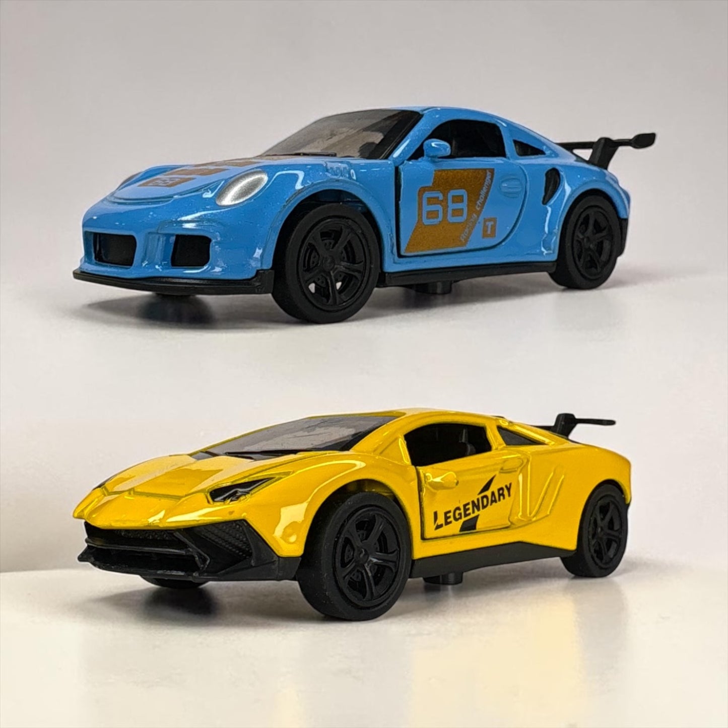Pack of 2 Mini Metal Die-Cast Toy Sports Car | Durable Body Openable Doors