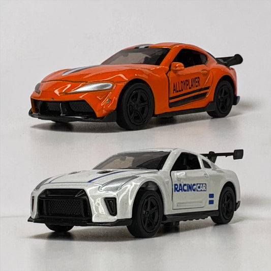 Pack of 2 Mini Metal Die-Cast Toy Sports Car | Durable Body Openable Doors & Hatch