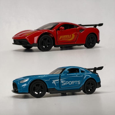 Pack of 2 Mini Metal Die-Cast Toy Sports Car | Durable Body Openable Doors