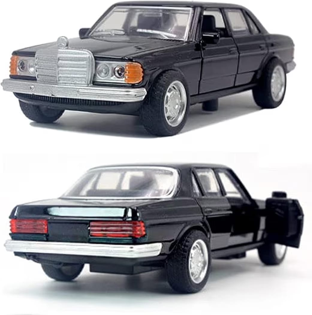 Vintage Benze W123 Metal Diecast Sedan Car Toy – 1:36 Scale - Black
