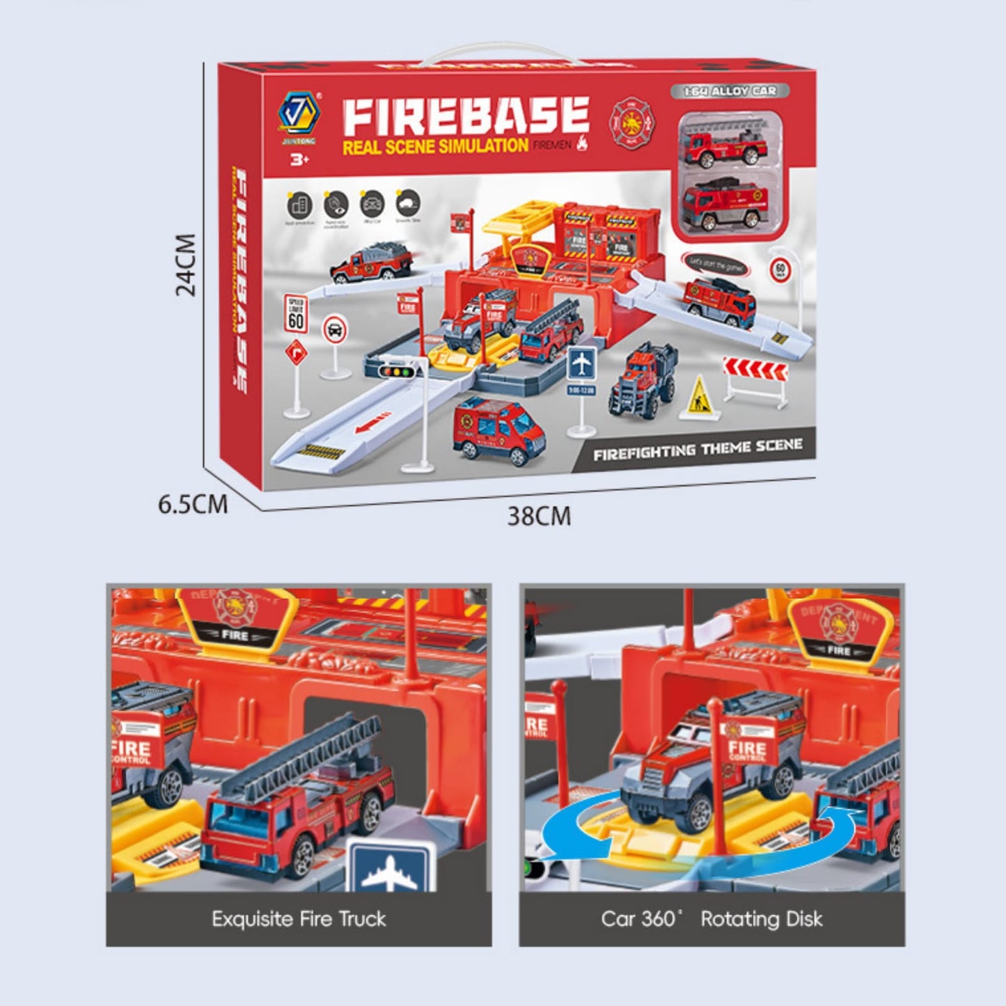 Fire Station Garage Playset – Real Scene Simulation with Alloy Fire Trucks