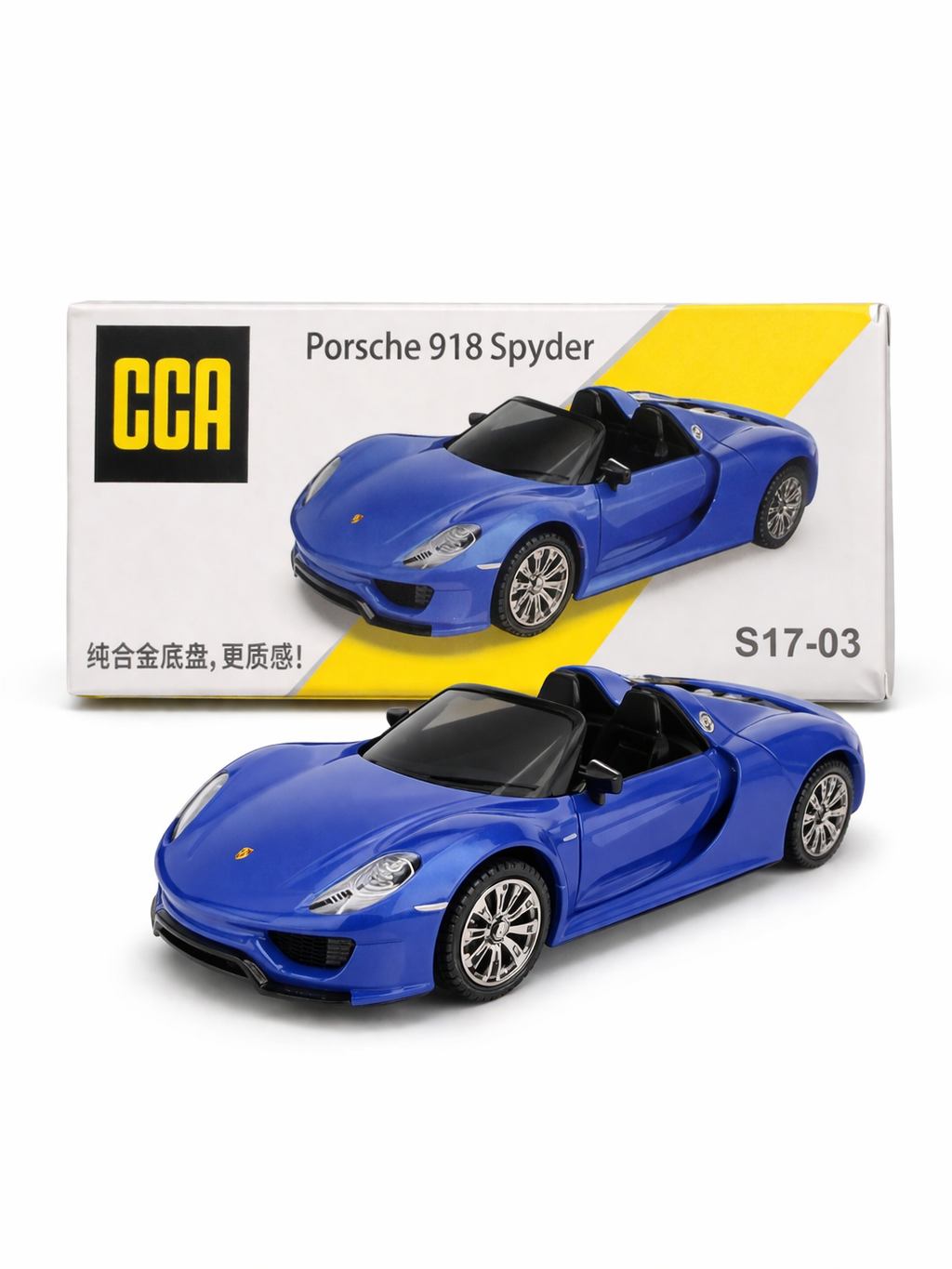 CCA Porsche 918 Spyder Diecast Metal S17-01 Model 1:61 Scale Car Blue