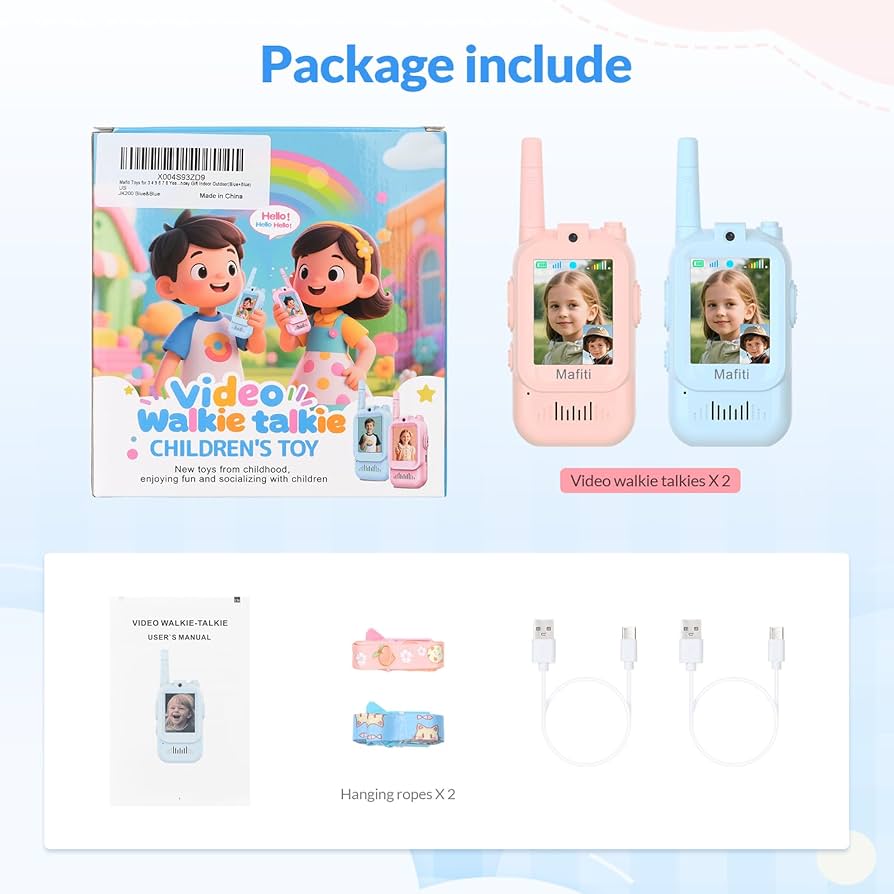 Video Walkie Talkies for Kids 2 Pack Rechargeable Birthday Gift Toddler Toys