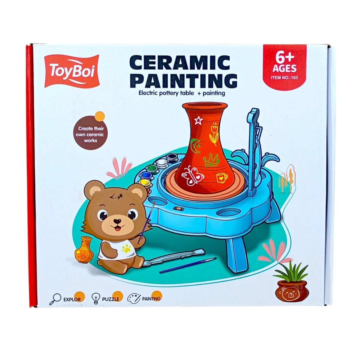 Ceramic Painting Electric Pottery Table | Kids Pottery Wheel Set with Clay, Tools and Paints