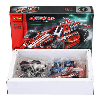 Tech Bricks Dazzling Red Racing Car, 158+ Pieces, Pull Back Block Car