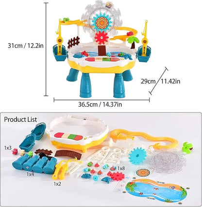 Happy Fishing Multi-Purpose Fishing Toy, 2-in-1 Parent-Child Game, Musical Water Table with 3D Light