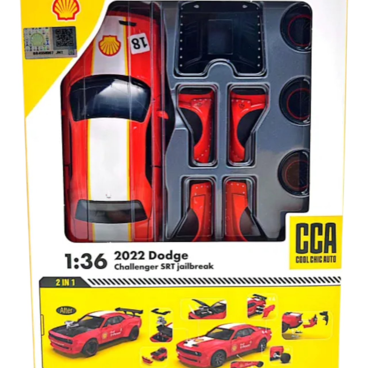 CCA Shell Theme  2022 Dodge Challenger SRT Jailbreak 2 in 1 Car Tuning Set 1:36 Scale