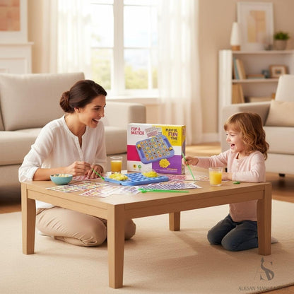 Memory Flip & Match Game Board 4-Player for Kids, Educational Animal & Fruit Tokens Game Stimulates Brain Improves Memory