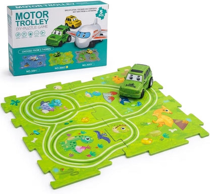 DIY Puzzle Track Game with Electric Car, Educational Interactive Playset, Toys