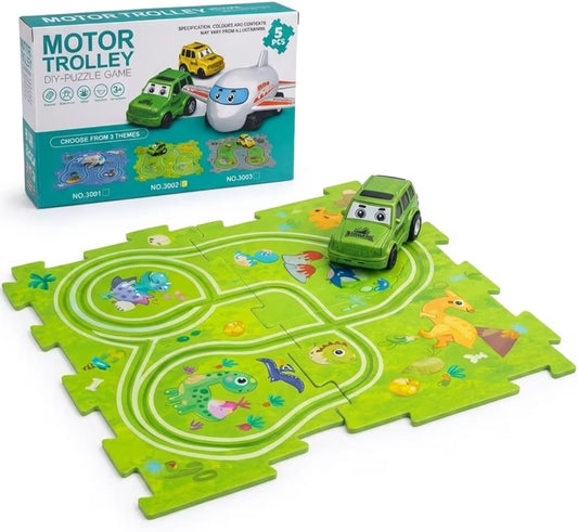 DIY Puzzle Track Game with Electric Car, Educational Interactive Playset, Toys