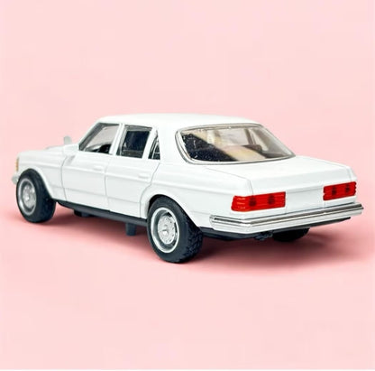 Vintage Benze W123 Metal Diecast Sedan Car Toy – 1:36 Scale - White
