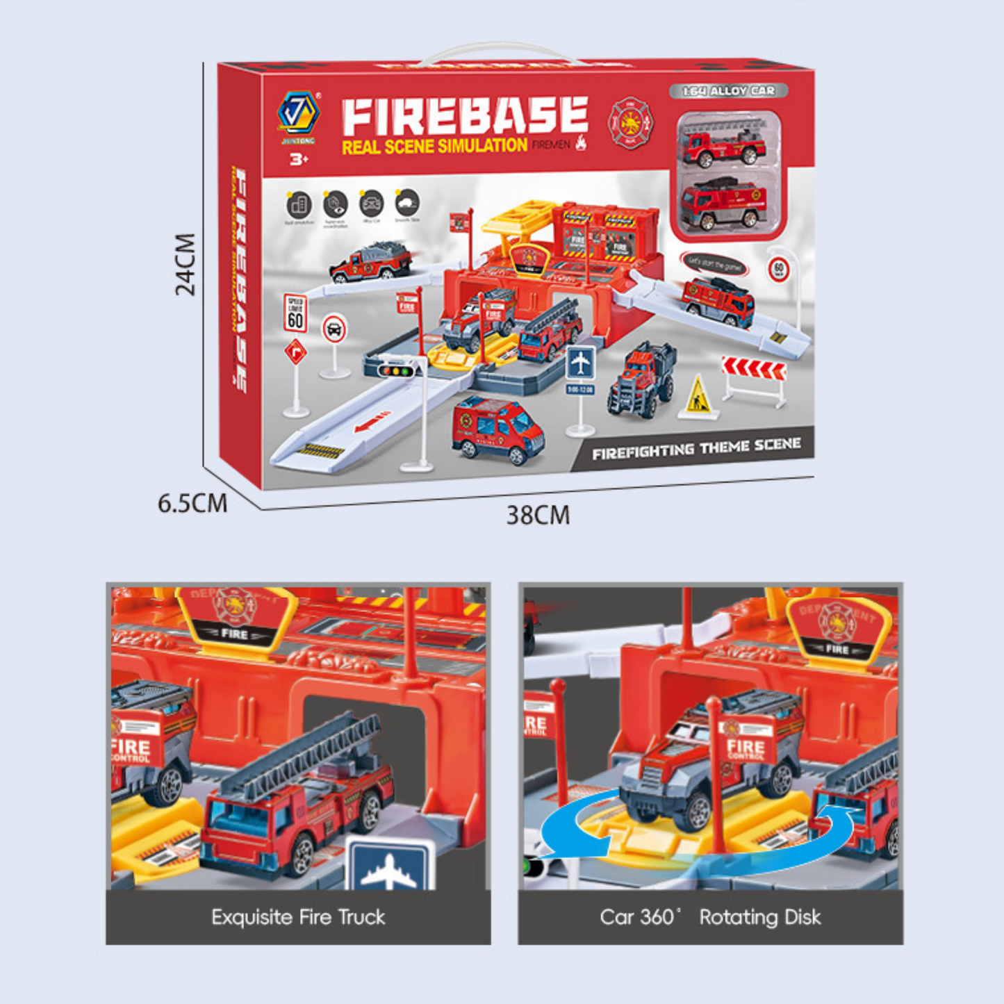 Fire Station Garage Playset – Real Scene Simulation with Alloy Fire Trucks