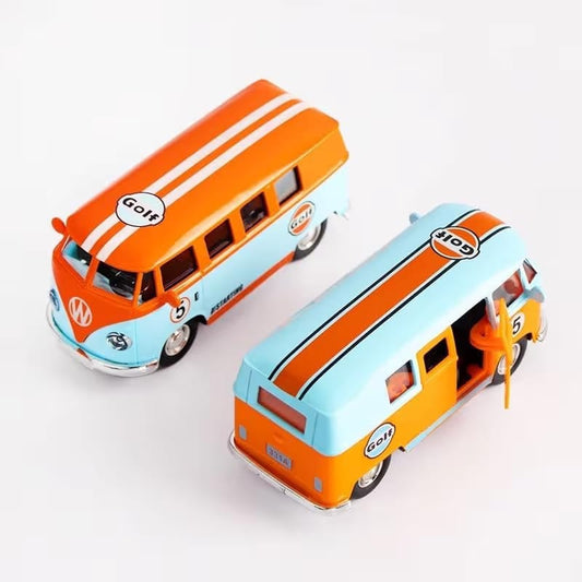 Vintage Transport Bus 1:36 Scale Orange Blue -Multi Color Mini bus toy van