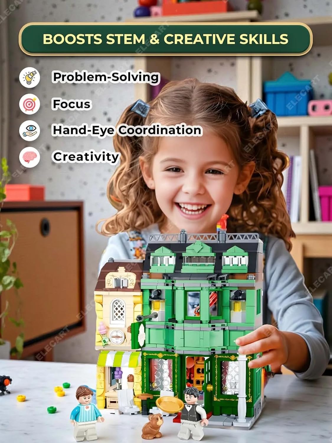 3D Dining Room Building Blocks Set with LED Lights – 717 Pieces Modular House Construction Toy