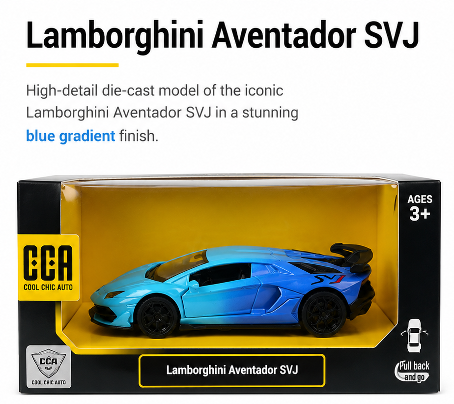 CCA Lamborghini Aventador SVJ Diecast Car 1:44 scale Blue
