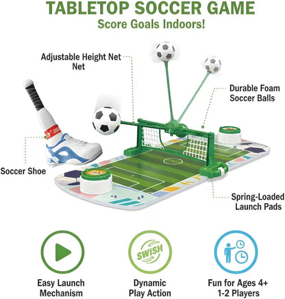 Football Battle Tabletop Soccer Game, Spring-Loaded Launch Pads, Adjustable Height Net