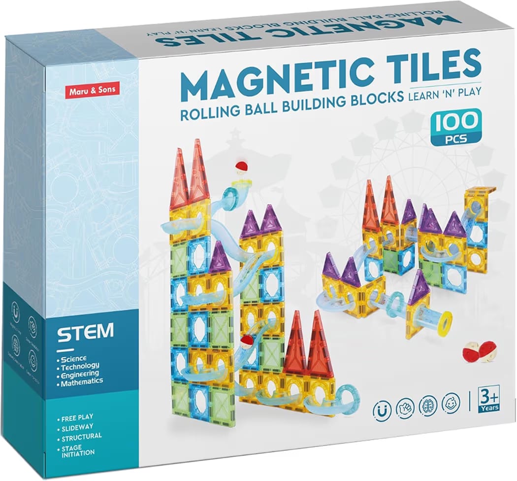 Magnetic Tiles Building Blocks Set, 100 pcs