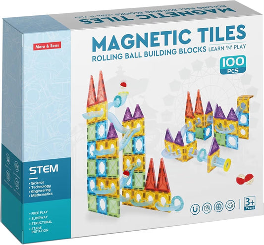 Magnetic Tiles Building Blocks Set, 100 pcs