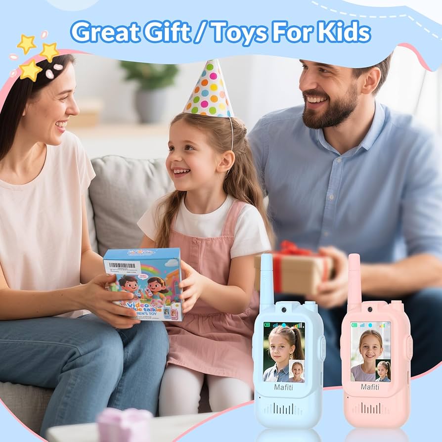 Video Walkie Talkies for Kids 2 Pack Rechargeable Birthday Gift Toddler Toys