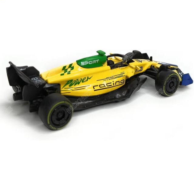 1:36 Scale Diecast F1 Racing Car with Pull Back Action, Metal Body Yellow