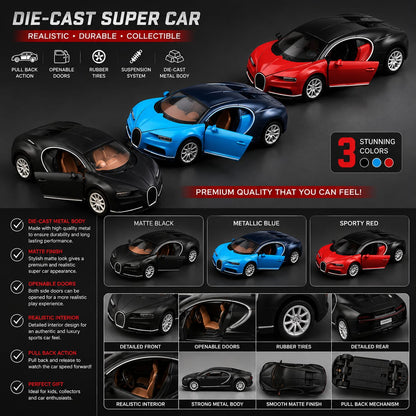 Diecast modern Car 1:36 Scale Open Door Model Black