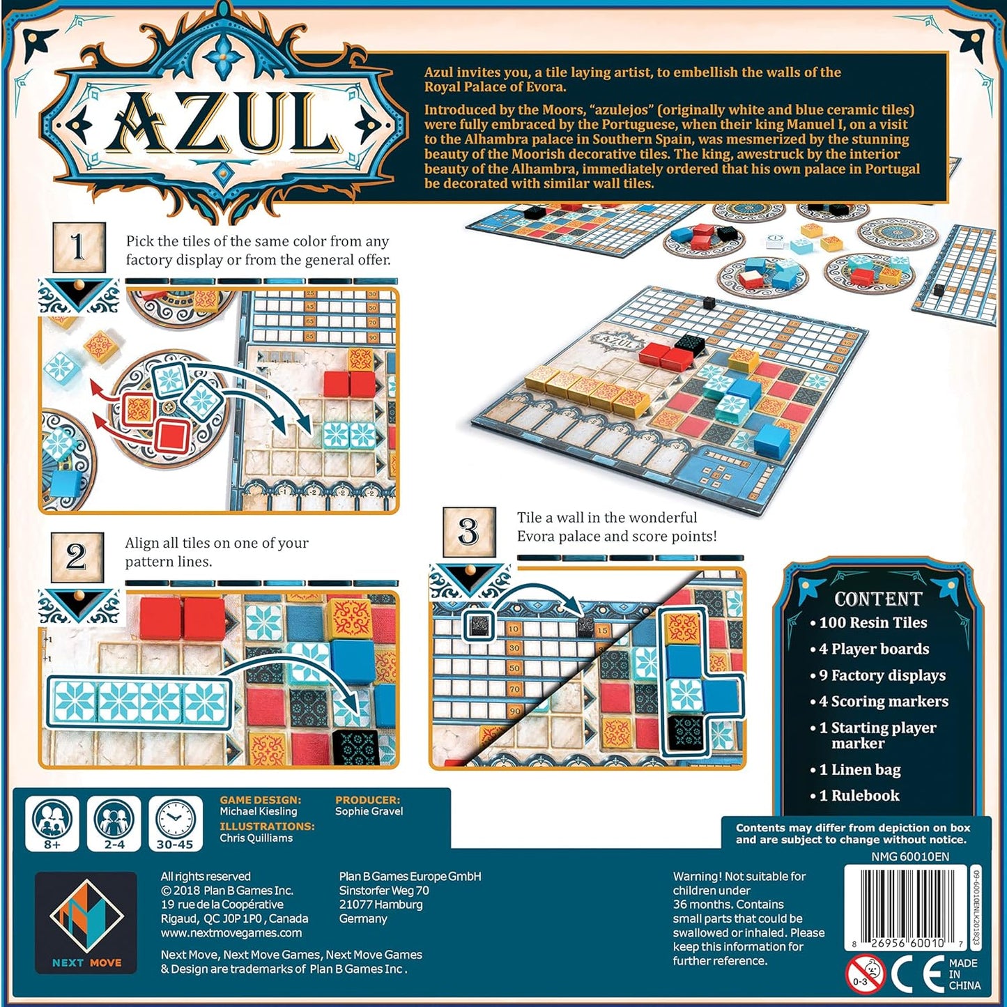 Azul-Board Game Strategy-Board Mosaic-Tile Placement Family-Board for Adults and Kids