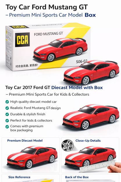 CCA Ford Mustang GT (RED/White) Diecast Model with box 1:64 Scale